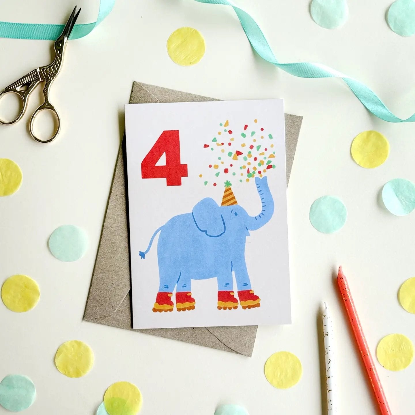 Lauren Sissons ~ Age 4 Elephant Birthday Card