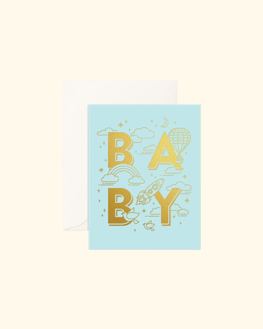 Fox & Fallow ~ Baby Universe Greeting Card - Aqua