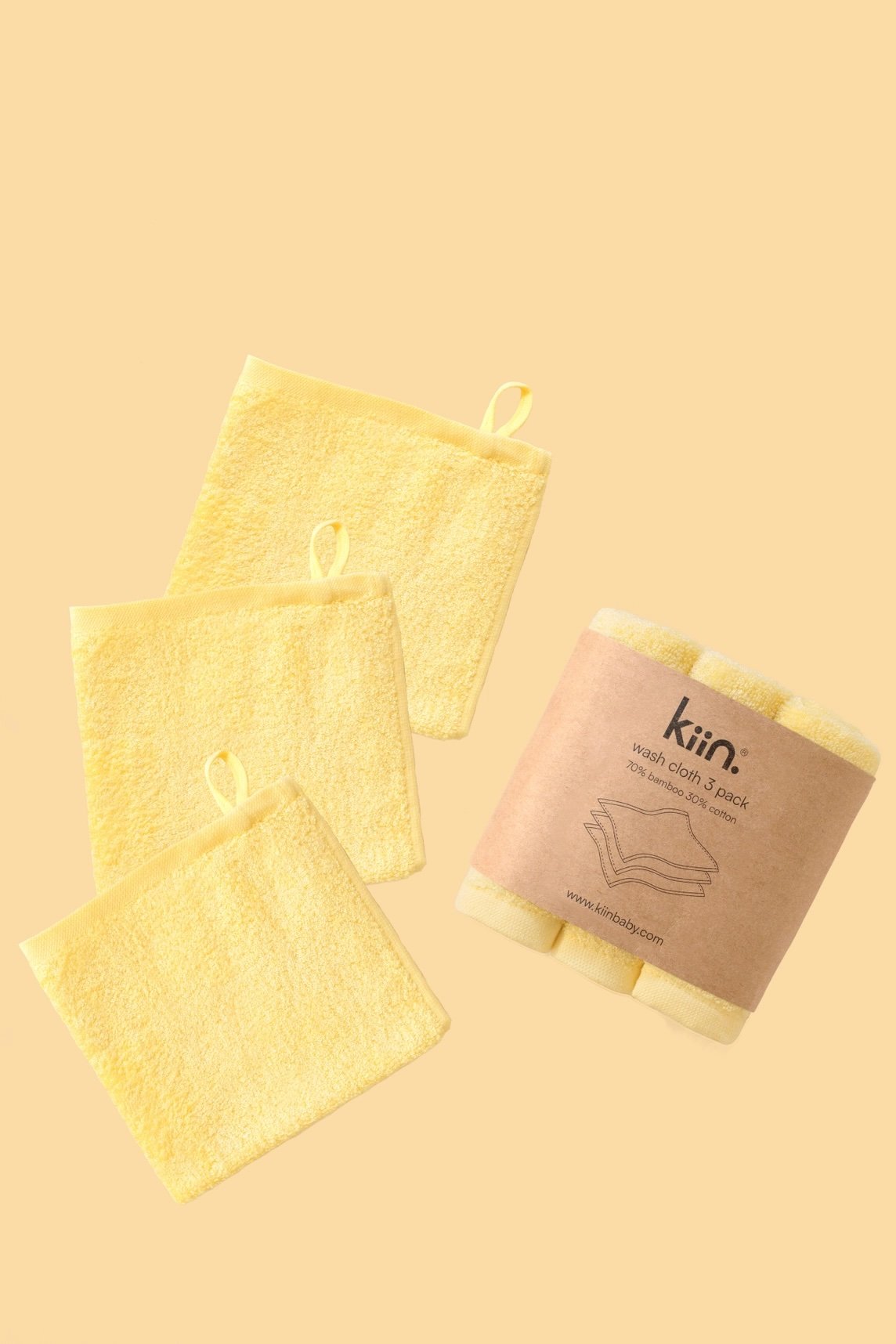 Kiin Baby ~ Wash Cloth 3 Pack - Buttercup