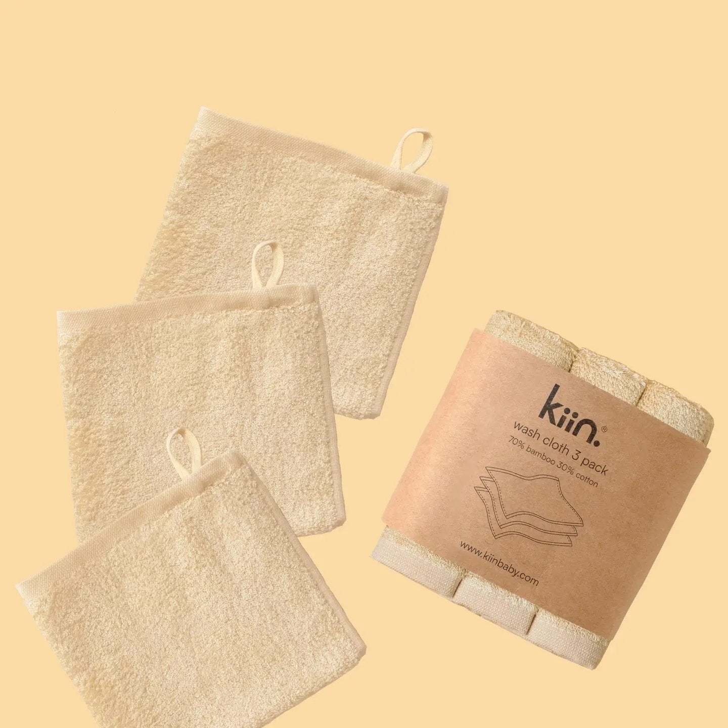 Kiin Baby ~ Wash Cloth 3 Pack - Oat
