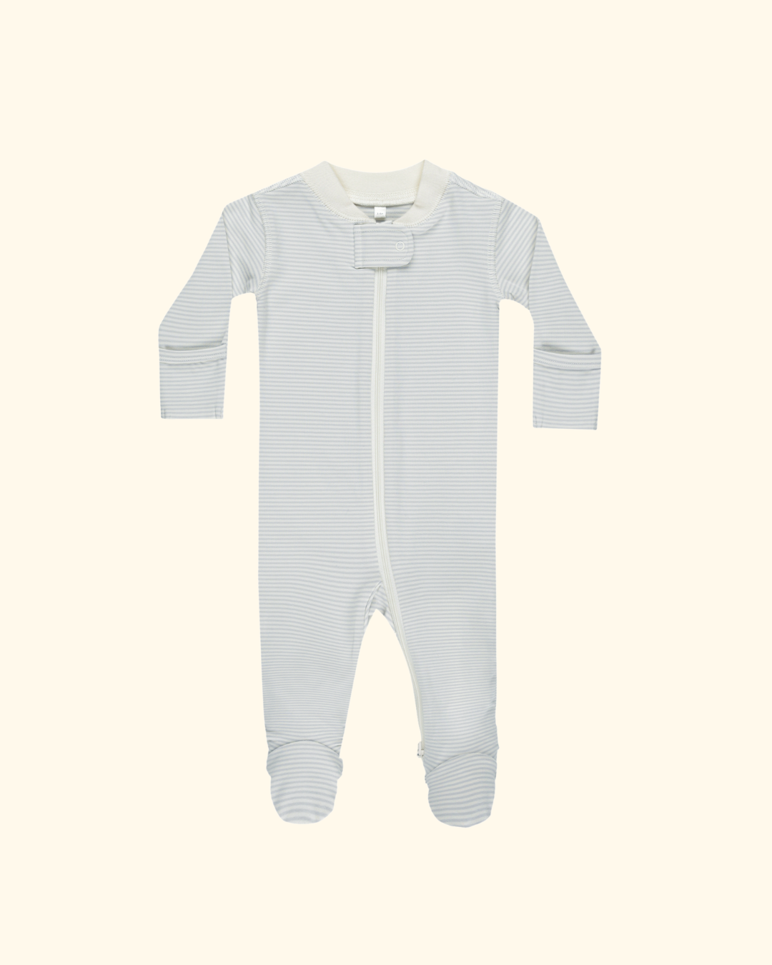 Quincy Mae ~ Zip Long sleeve Sleeper Footie | Sky Micro Stripe