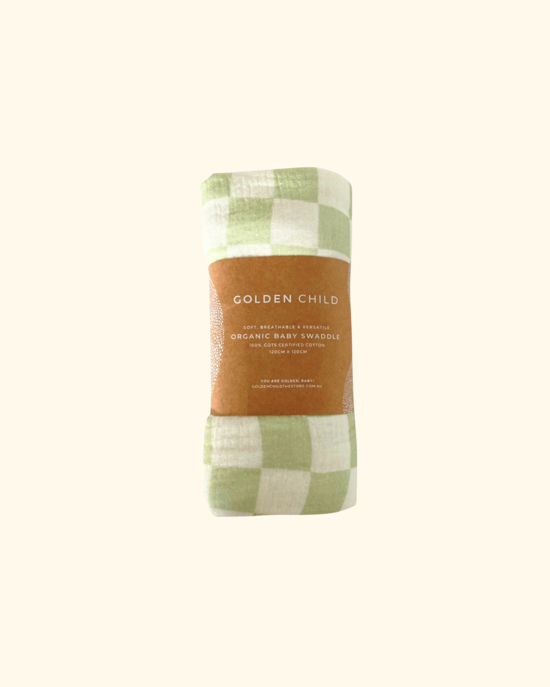 Golden Child ~ Lime Checked Organic Cotton Baby Swaddle