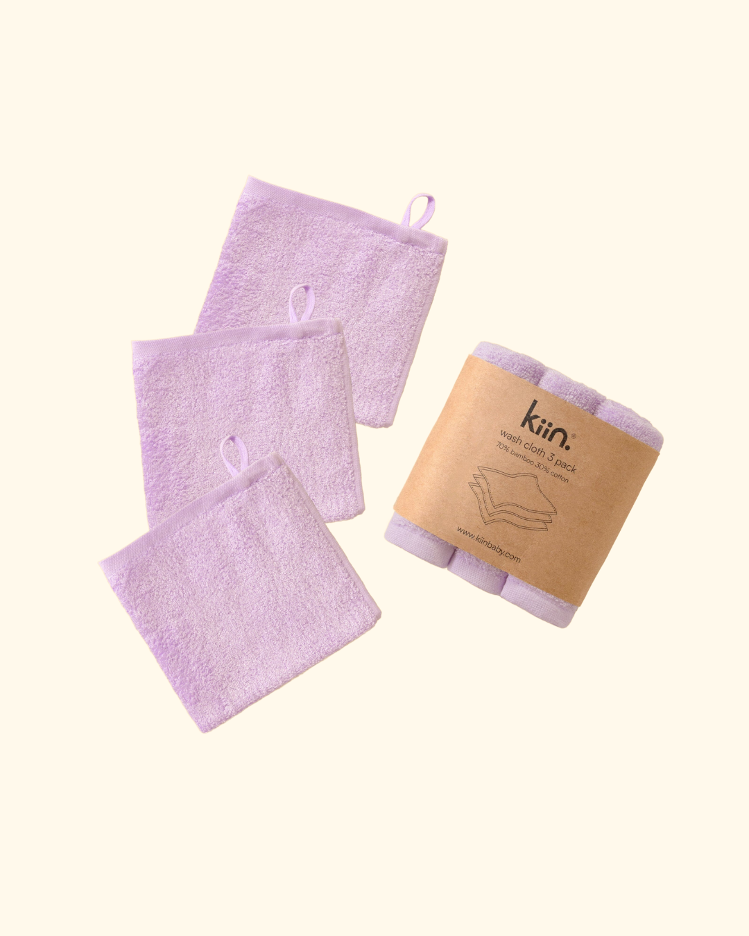 Kiin Baby ~ Wash Cloth 3 Pack - Lilac