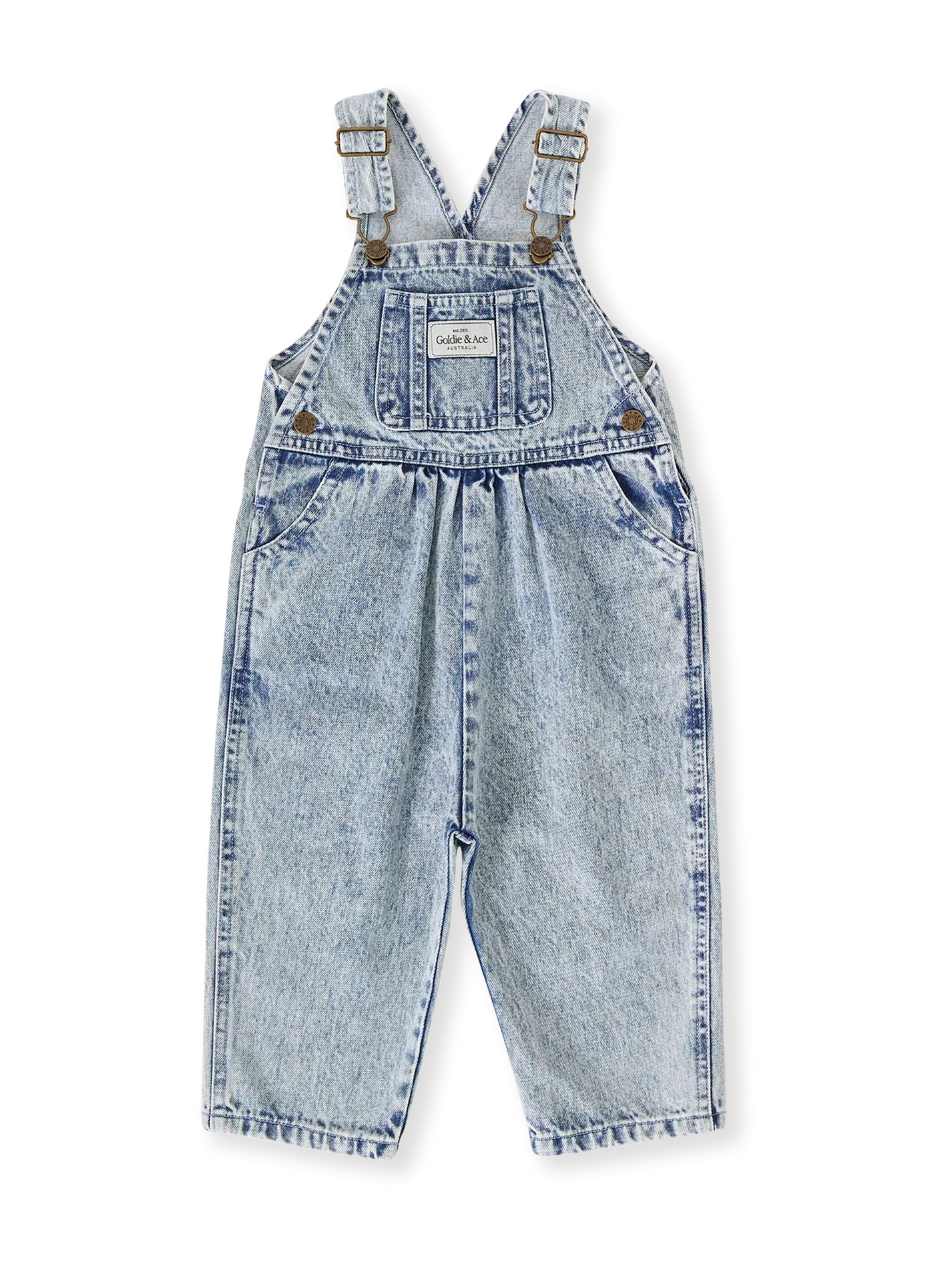 Austin Vintage Washed Denim Overalls Light Denim