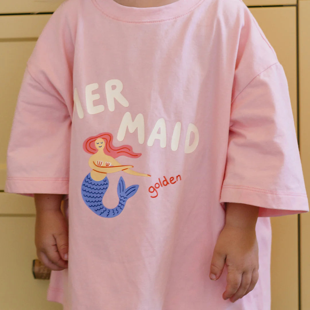 Mermaid Mid Sleeve Tee Pink Cream
