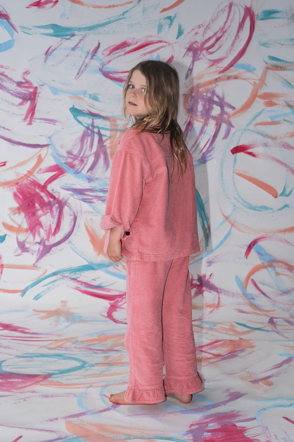 Organic Cord Frill Pant - Sorbet