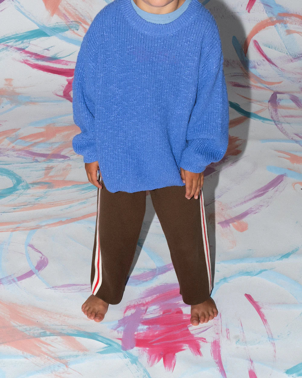 Textured Organic Slub Knit Pull Over - Cobalt