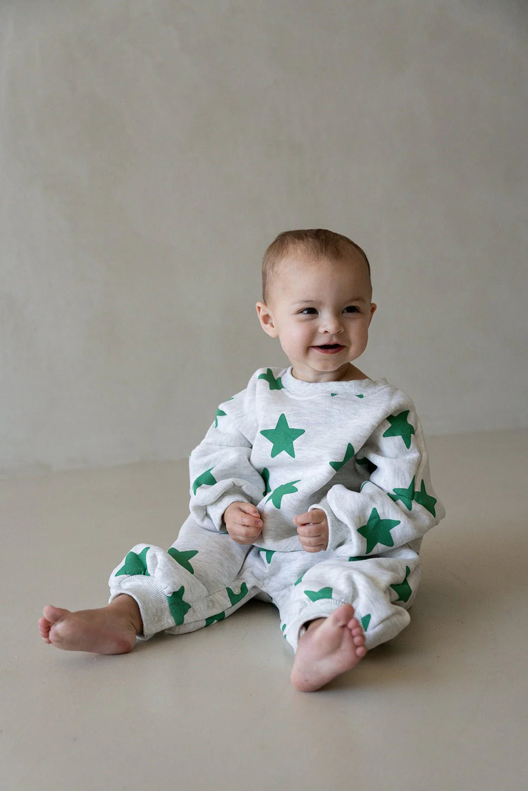 Star Romper - Grey Marl/Emerald