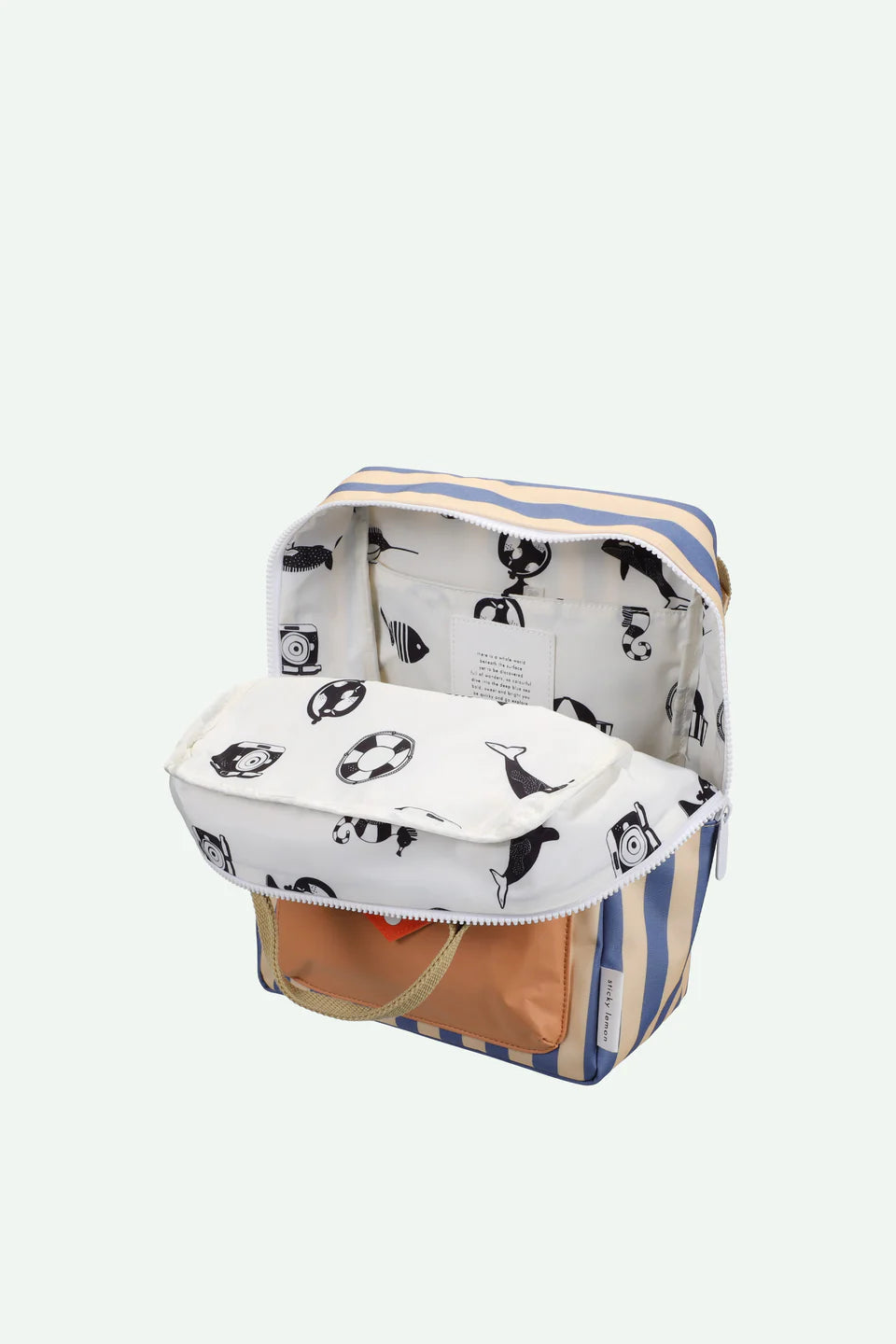 Backpack Medium Envelope Stripes Blue Whale + Sandy Yellow