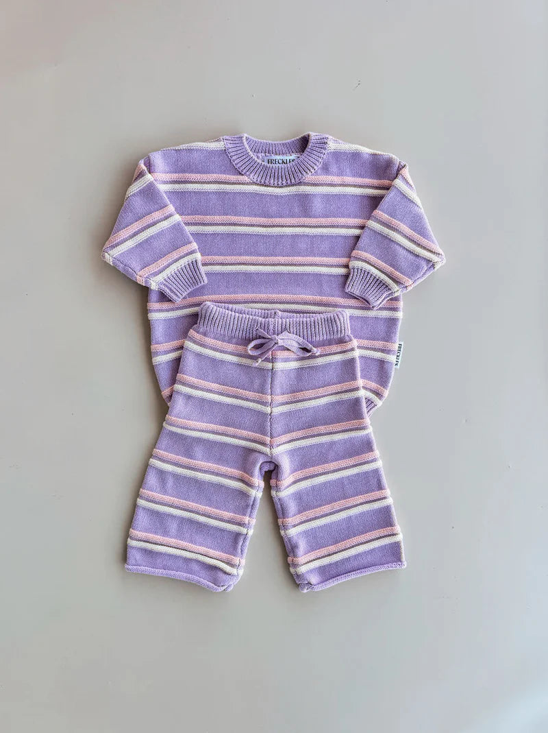 Raised Stripe Knit Set - Aster/Sweetpea/Snow
