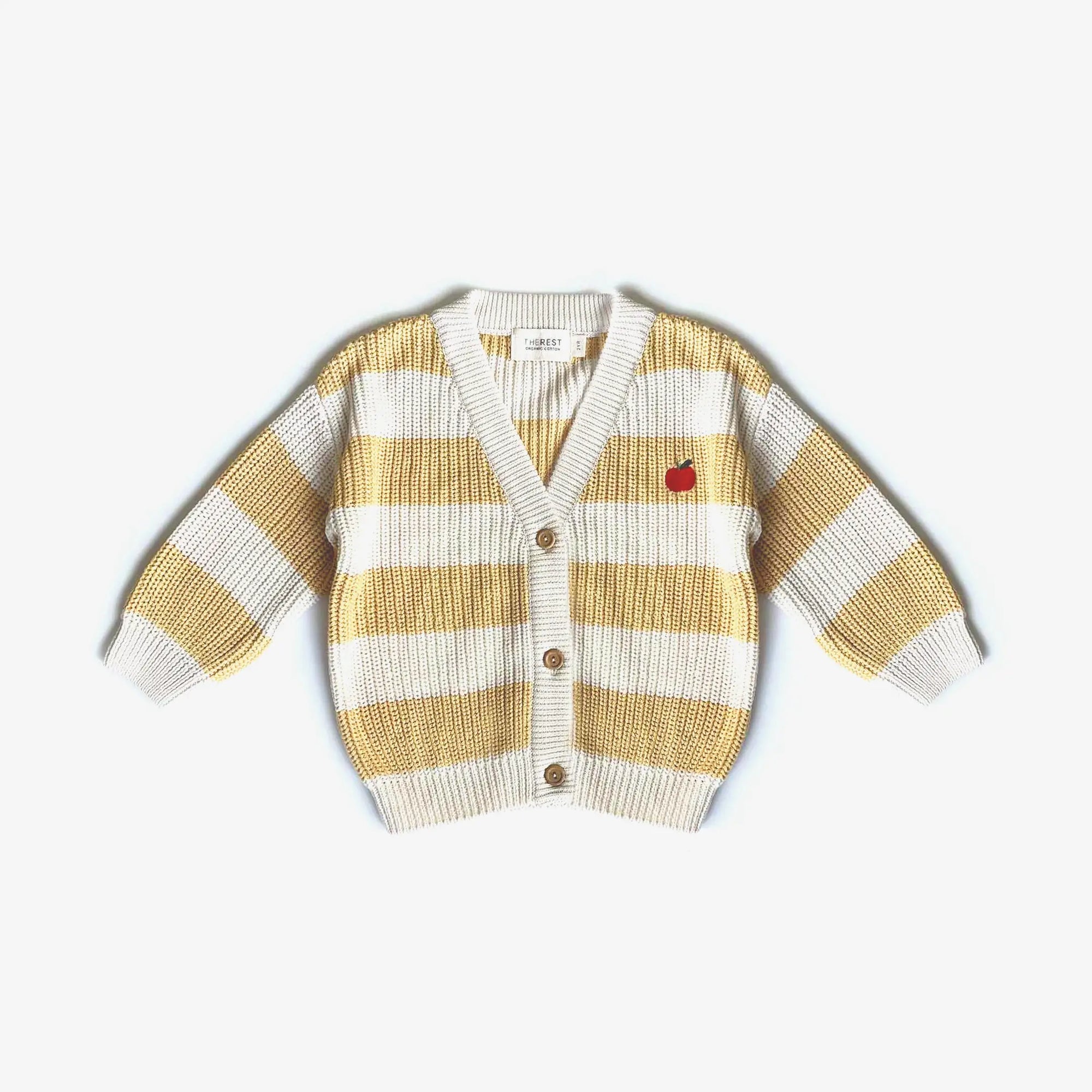 Chunky Grandpa Cardi - Honey Rugby Stripe