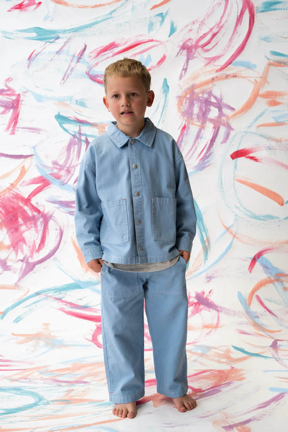 Organic Canvas Utility Shirt Jacket - Duck Egg