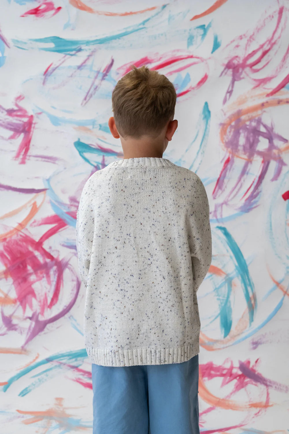 Organic Funfetti Knit Pull Over - Surf