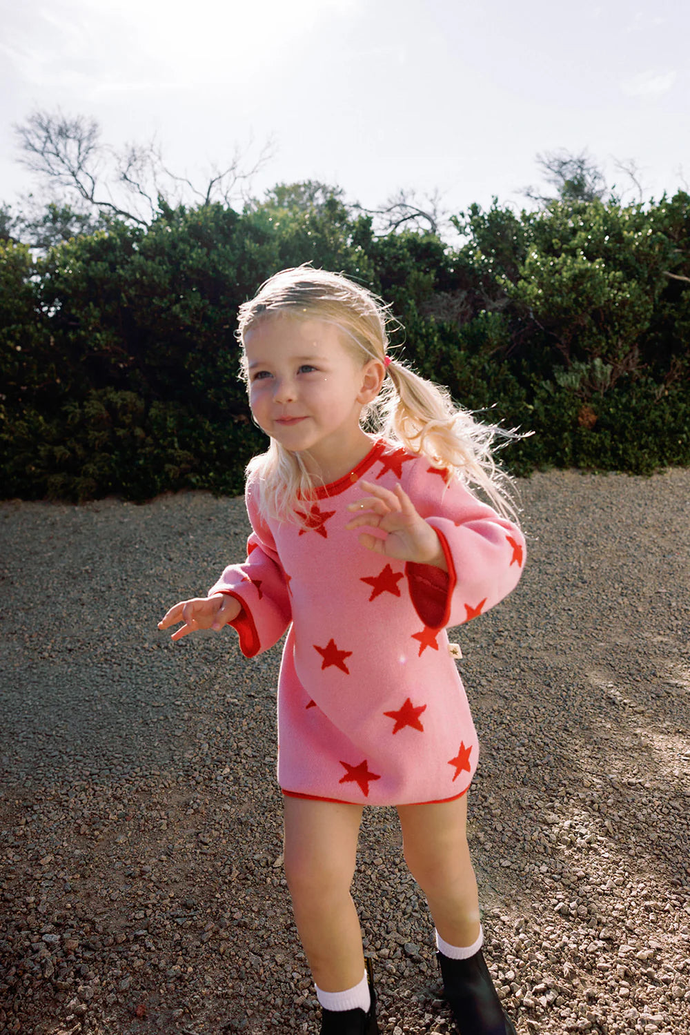 Lucky Stars Dress - Red & Pink