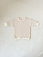 Addie Cotton Stripe Romper - Cream/Latte Stripe