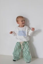 Billie Stripe Cotton Pants - Cream/Green Stripe