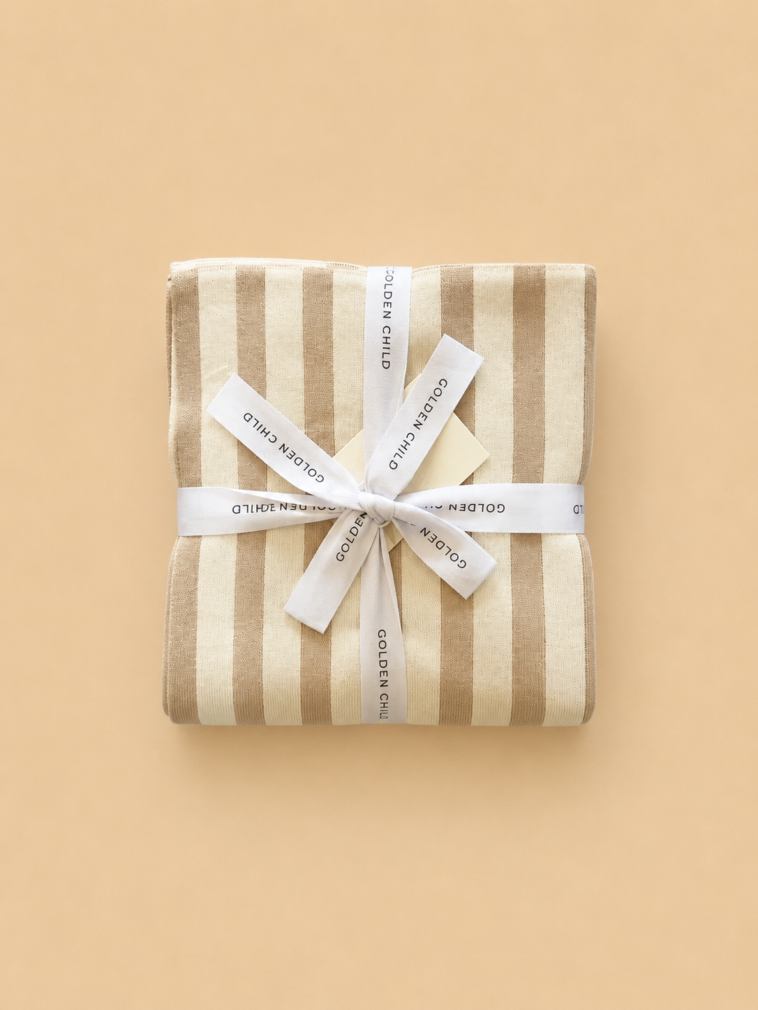Retro Stripe Organic Cotton Blanket - Stone & Milk