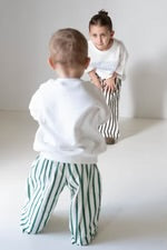 Billie Stripe Cotton Pants - Cream/Green Stripe
