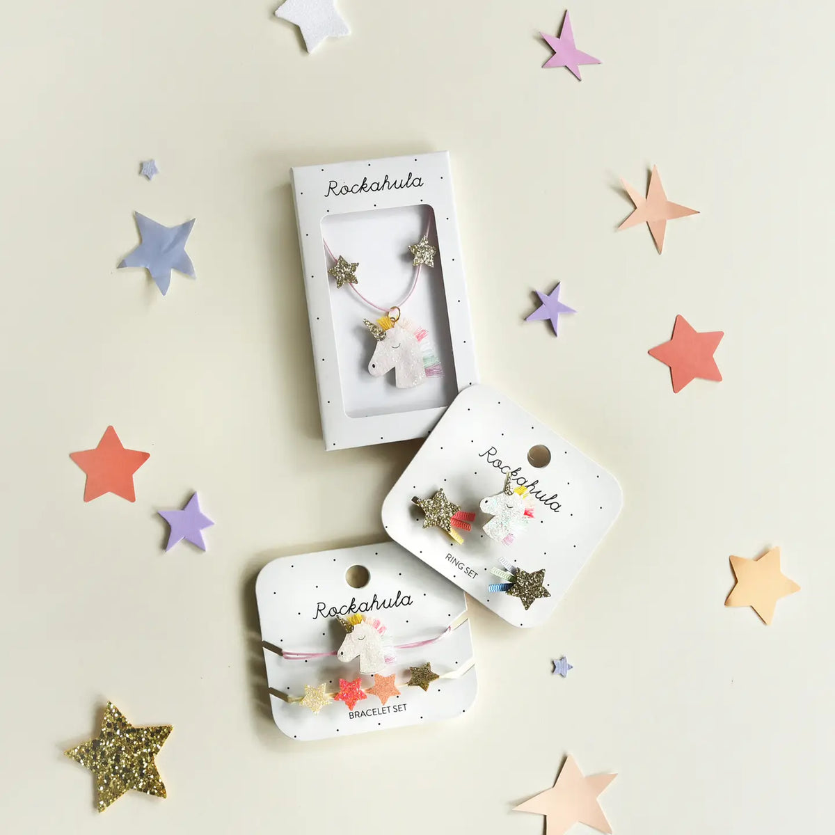 Rainbow Unicorn Ring Set