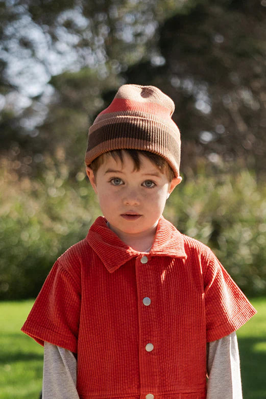 Organic Striped Pixie Knit Beanie - Earth