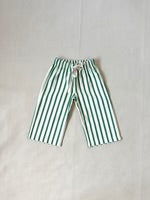 Billie Stripe Cotton Pants - Cream/Green Stripe