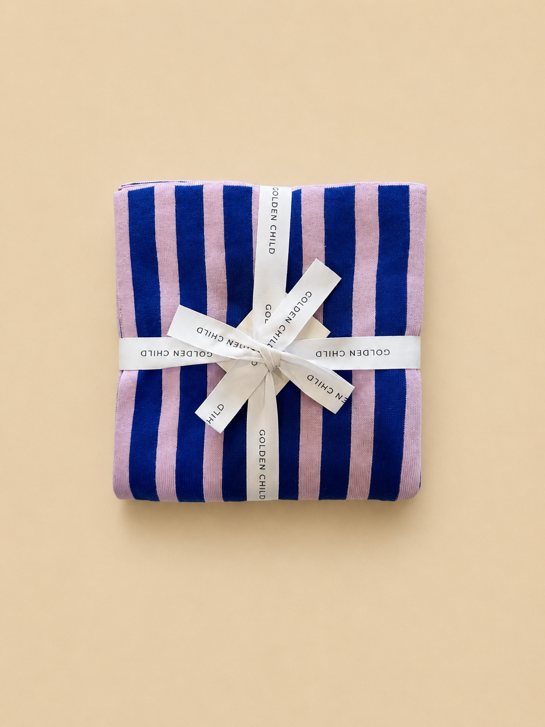 Retro Stripe Organic Cotton Blanket - Electric Blue & Lilac