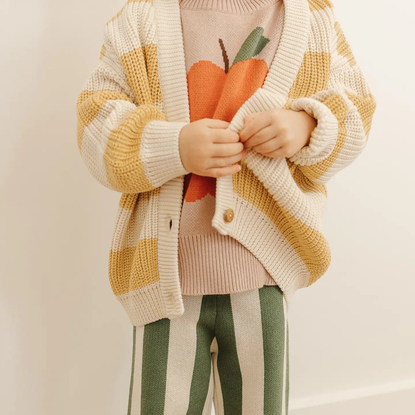 Chunky Grandpa Cardi - Honey Rugby Stripe