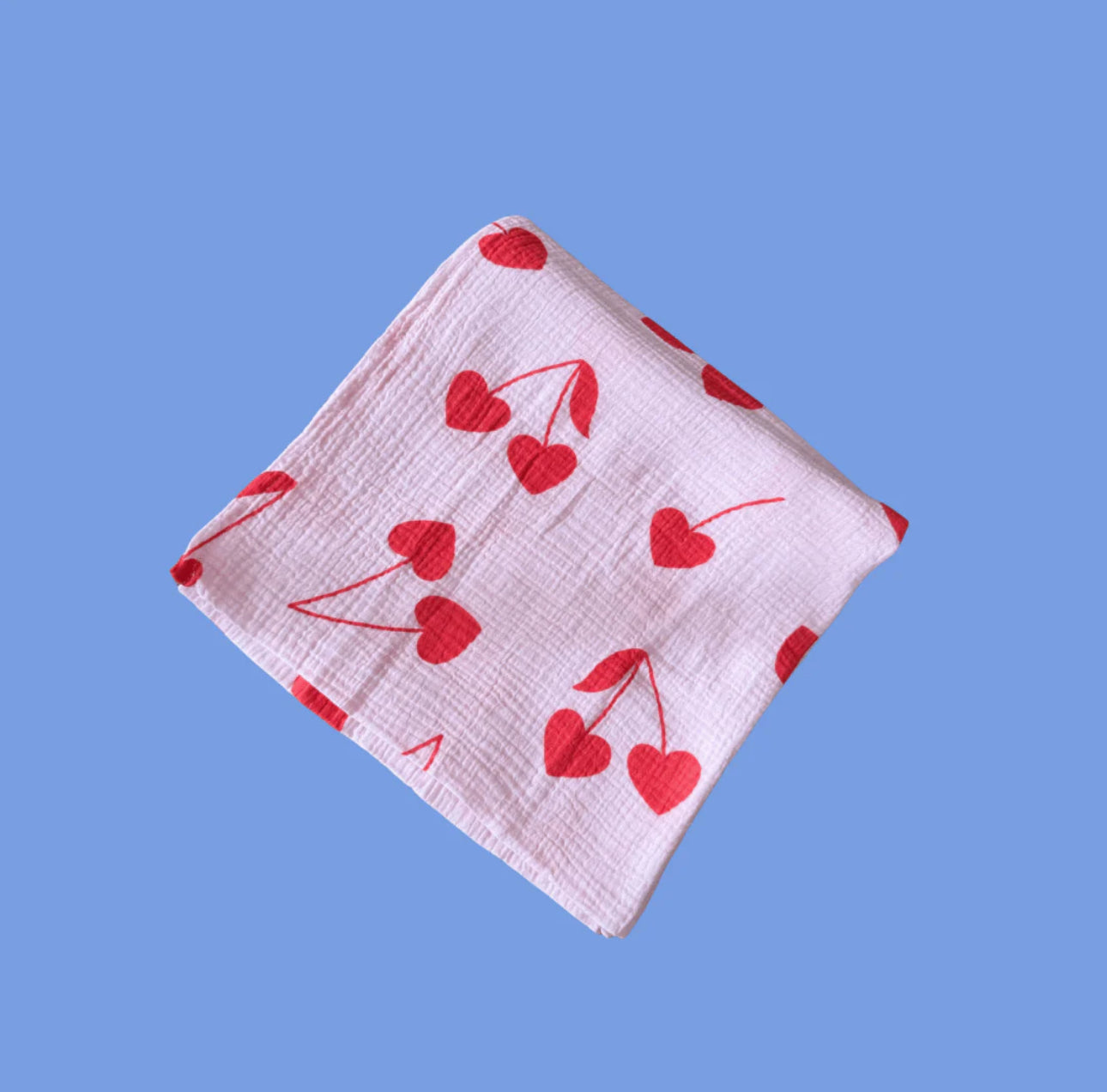 Cherry Heart Organic Cotton Baby Swaddle - Candy