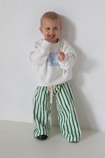 Billie Stripe Cotton Pants - Cream/Green Stripe