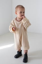 Addie Cotton Stripe Romper - Cream/Latte Stripe
