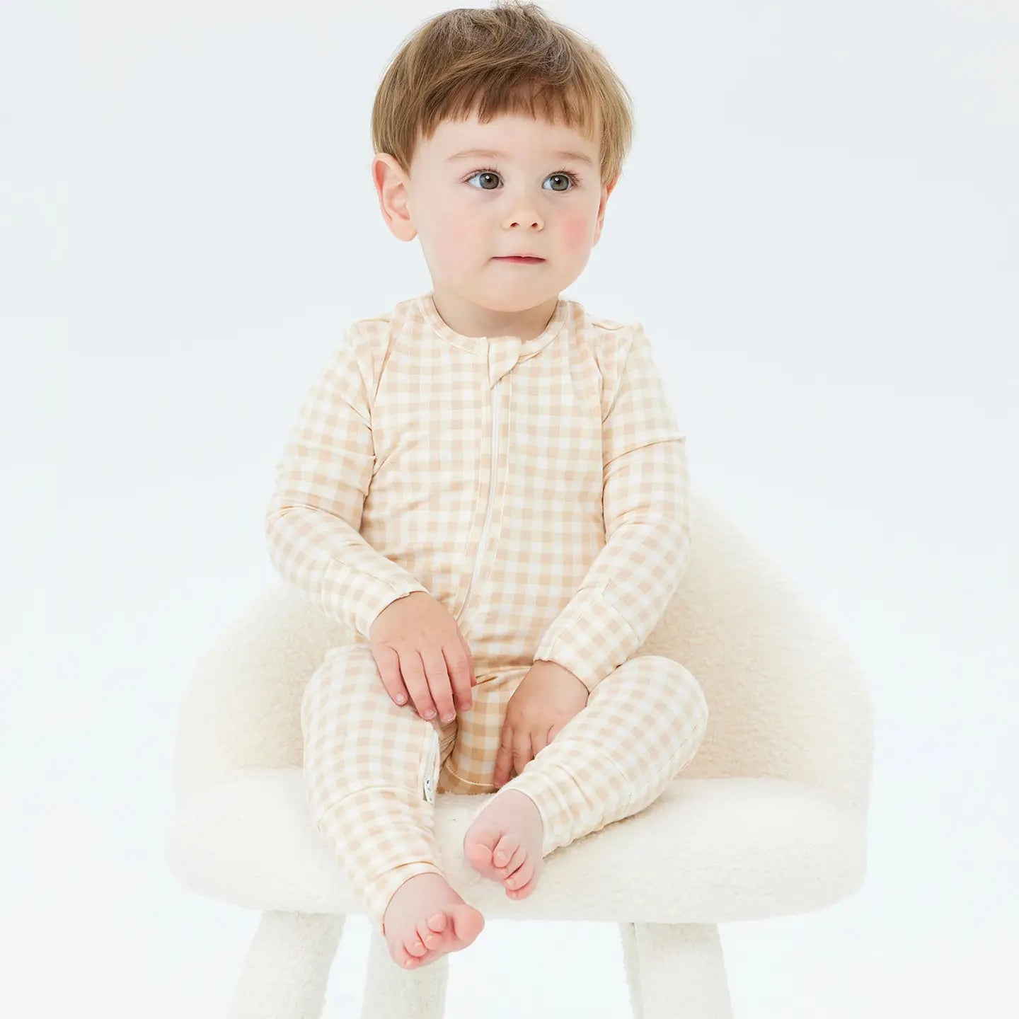 Day or Night Onesie - Neutral Gingham