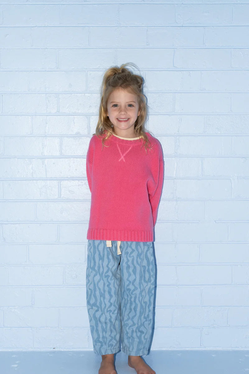 Merino Blend Knit Pullover - Raspberry