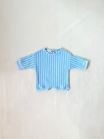 Addie Cotton Stripe Romper - Blue/White Stripe