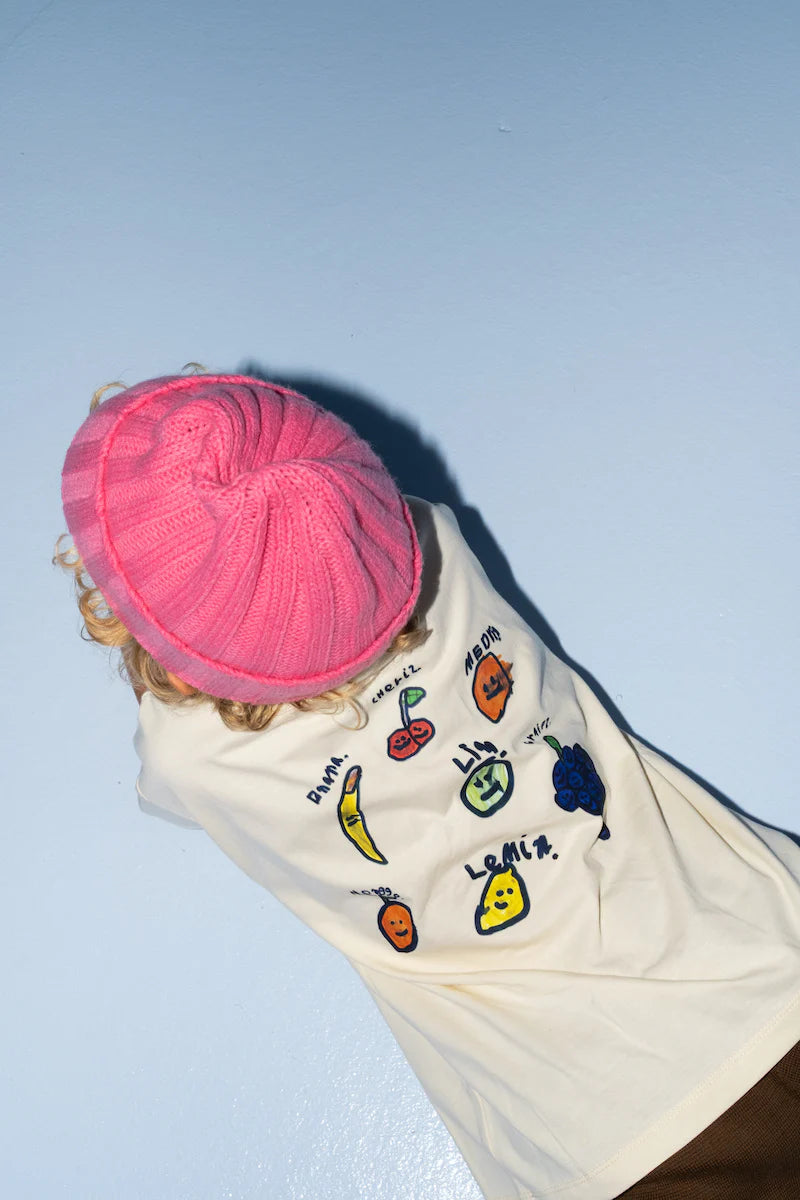 Merino Knit Blend Knit Beanie - Raspberry