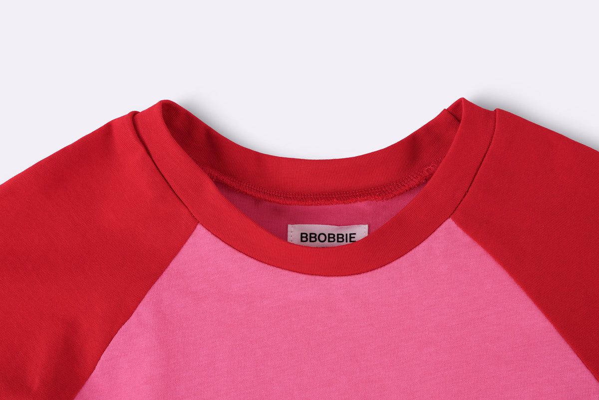 Raglan Crop in Red/Pink