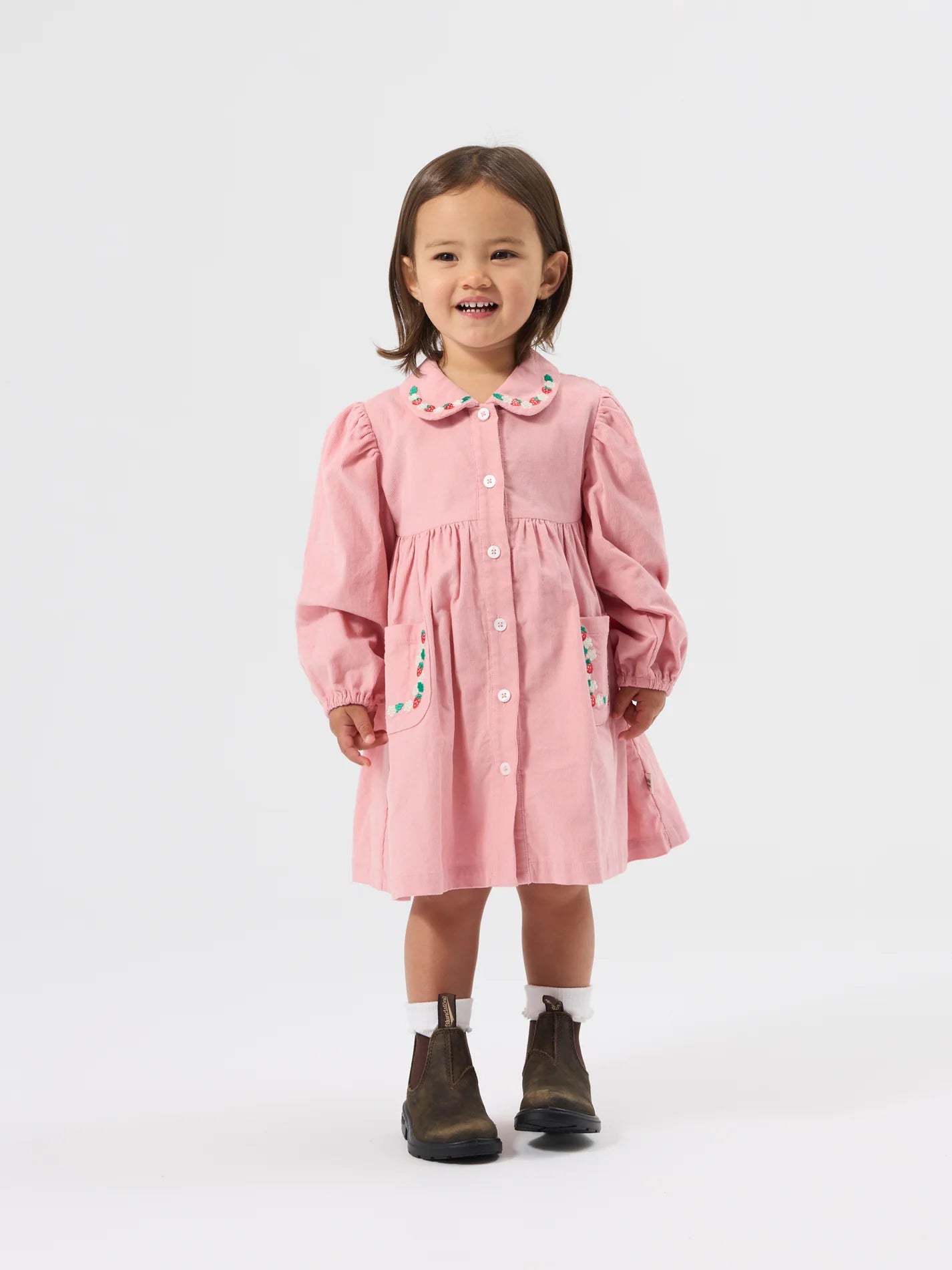 Wild Strawberry Corduroy Collar Dress