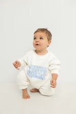 Parker Numbers Relaxed Romper - White/Blue