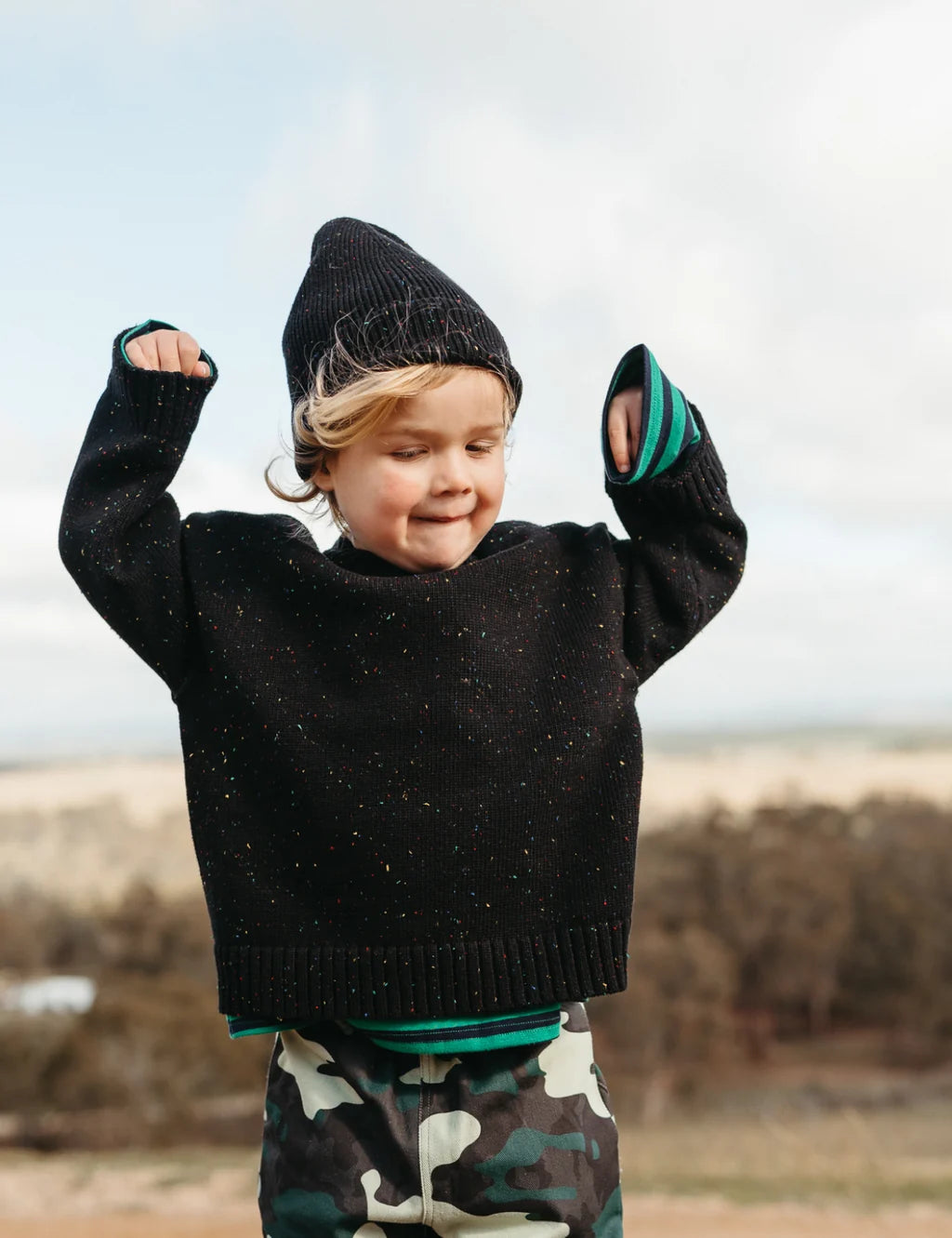 Cotton Beanie in Galaxy Speckle