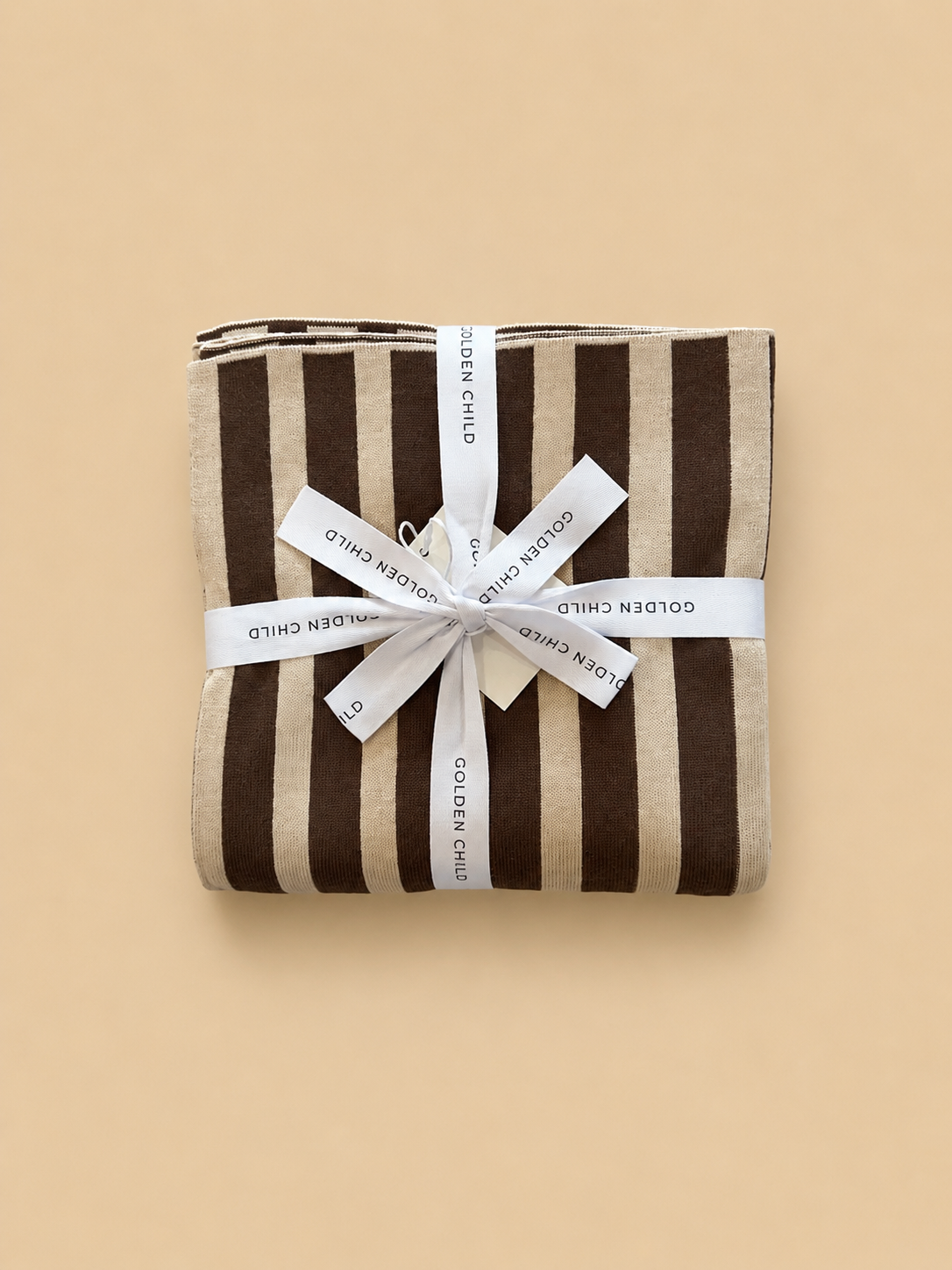 Retro Stripe Organic Cotton Blanket - Chocolate & Sand