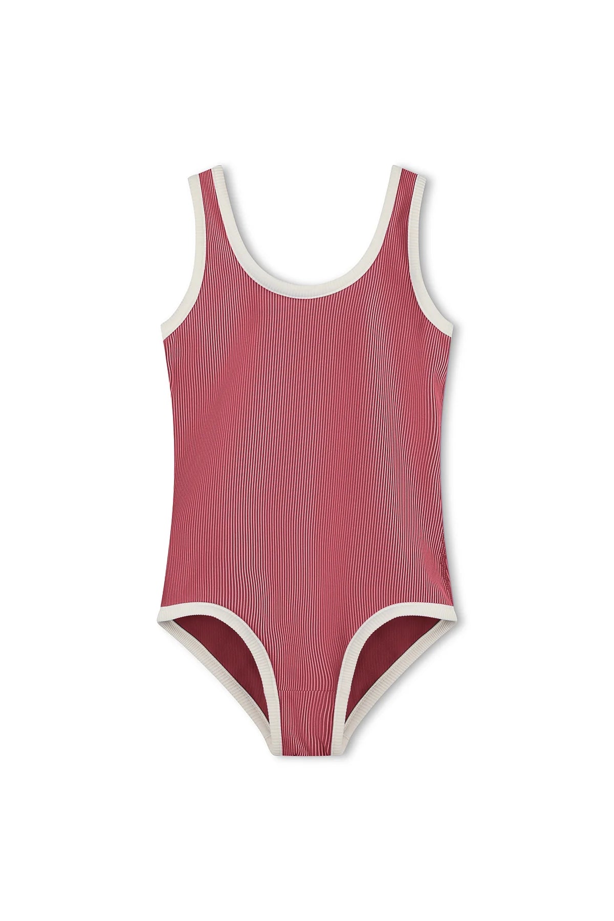 Mini Stripe Scoop One Piece - Clay Red