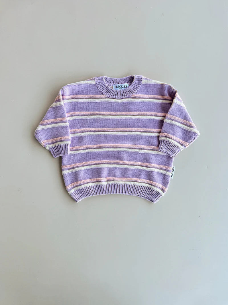 Raised Stripe Knit Set - Aster/Sweetpea/Snow