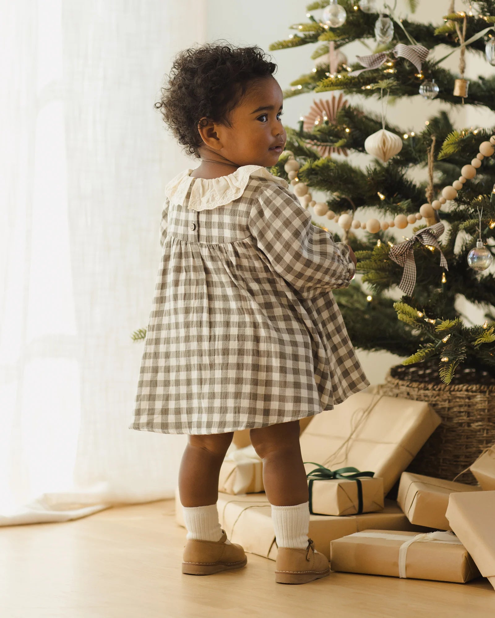 Callie Short Sleeve Dress - Forest Check