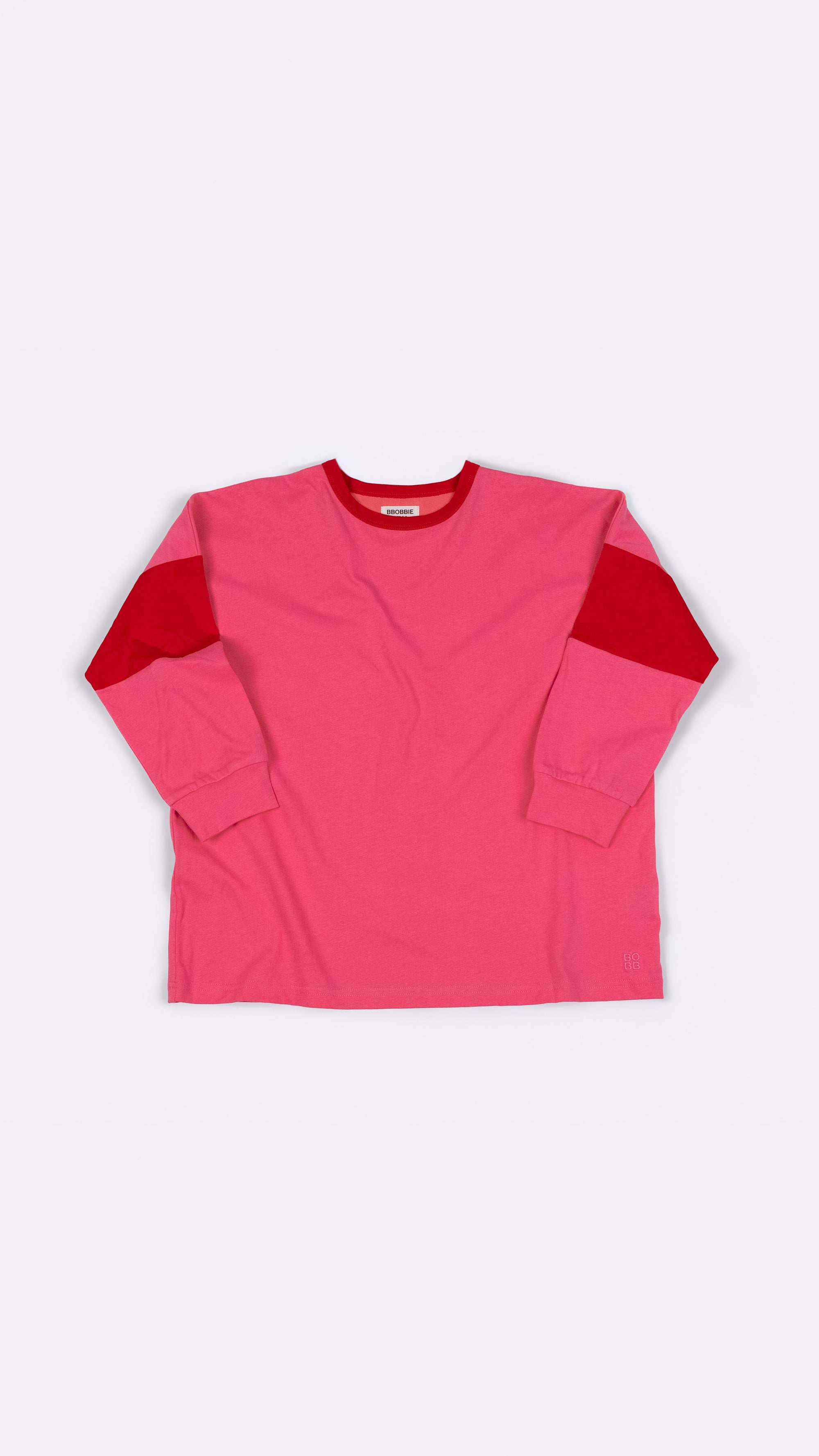 The Two Tone Long Sleeve Tee - Pink/Red