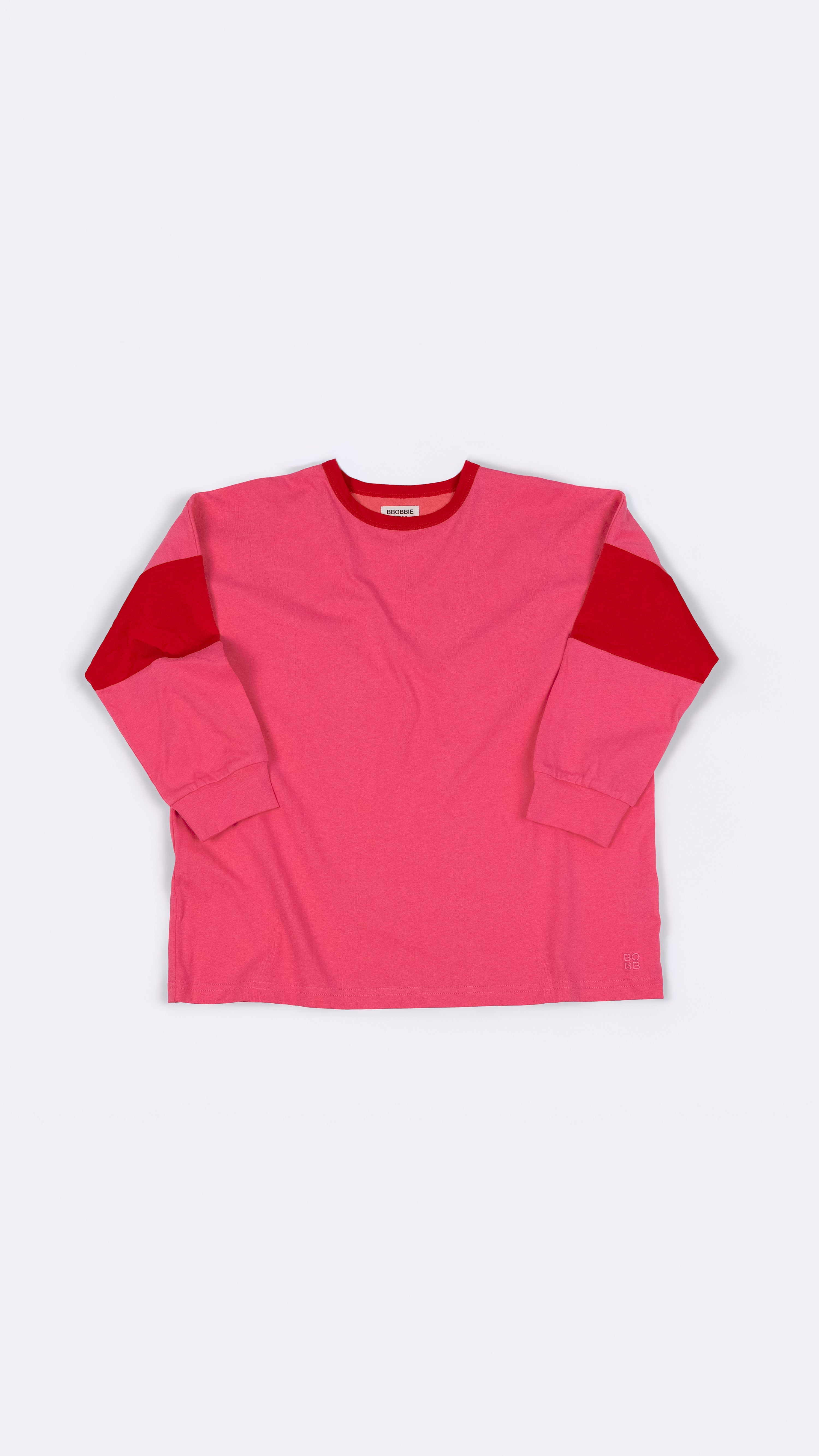 The Two Tone Long Sleeve Tee - Pink/Red