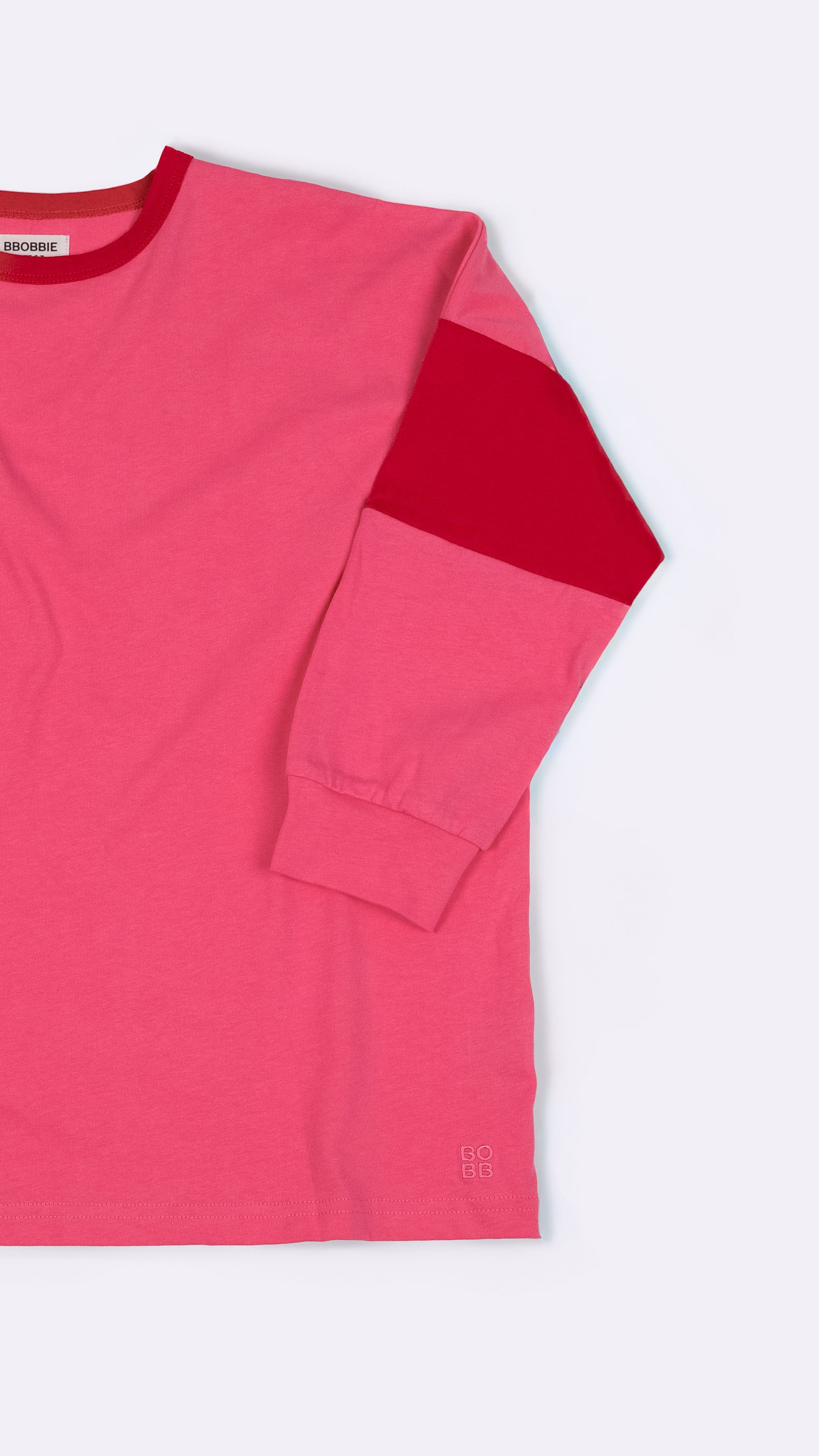 The Two Tone Long Sleeve Tee - Pink/Red