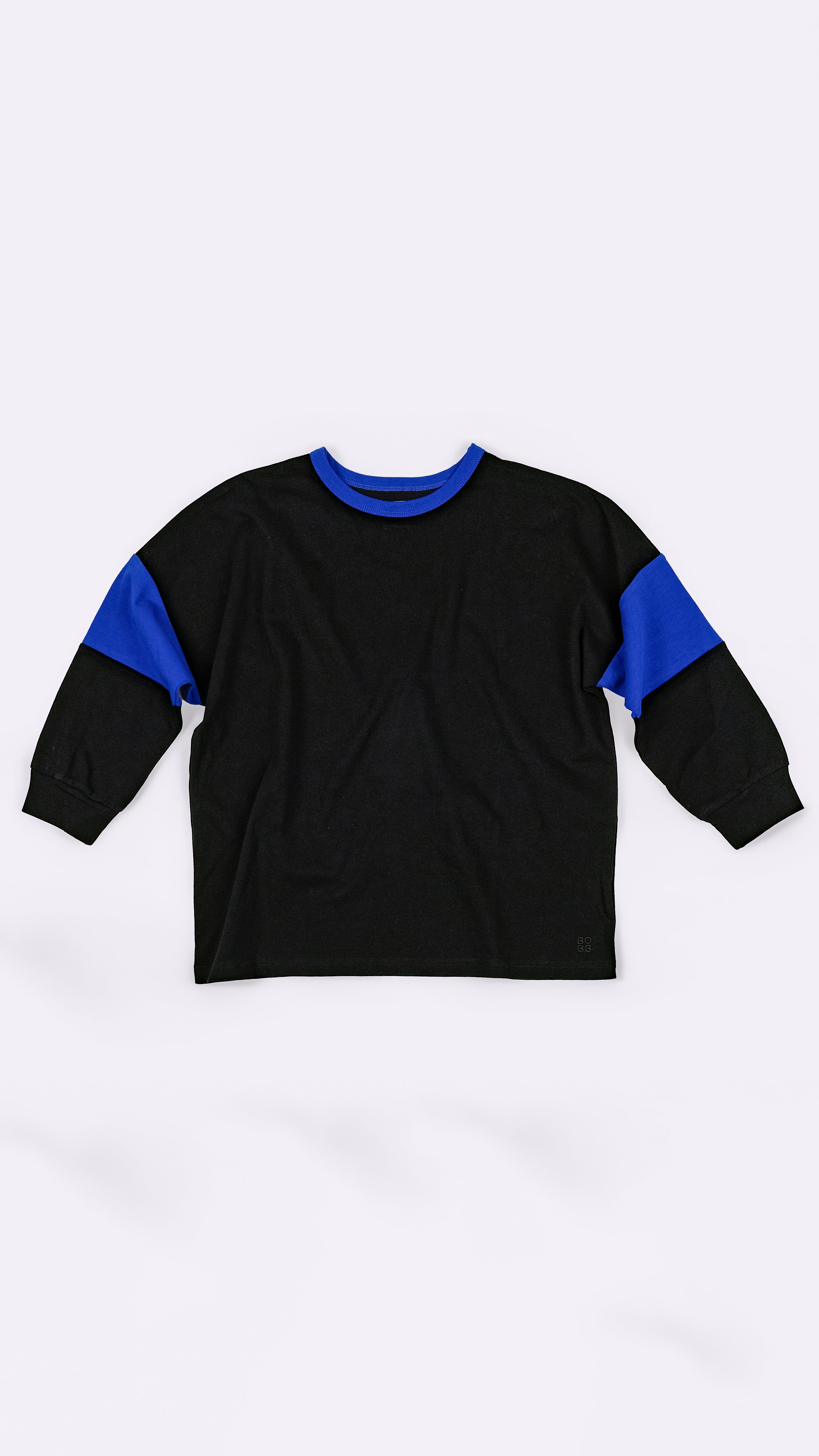 The Two Tone Long Sleeve Tee - Black/Blue