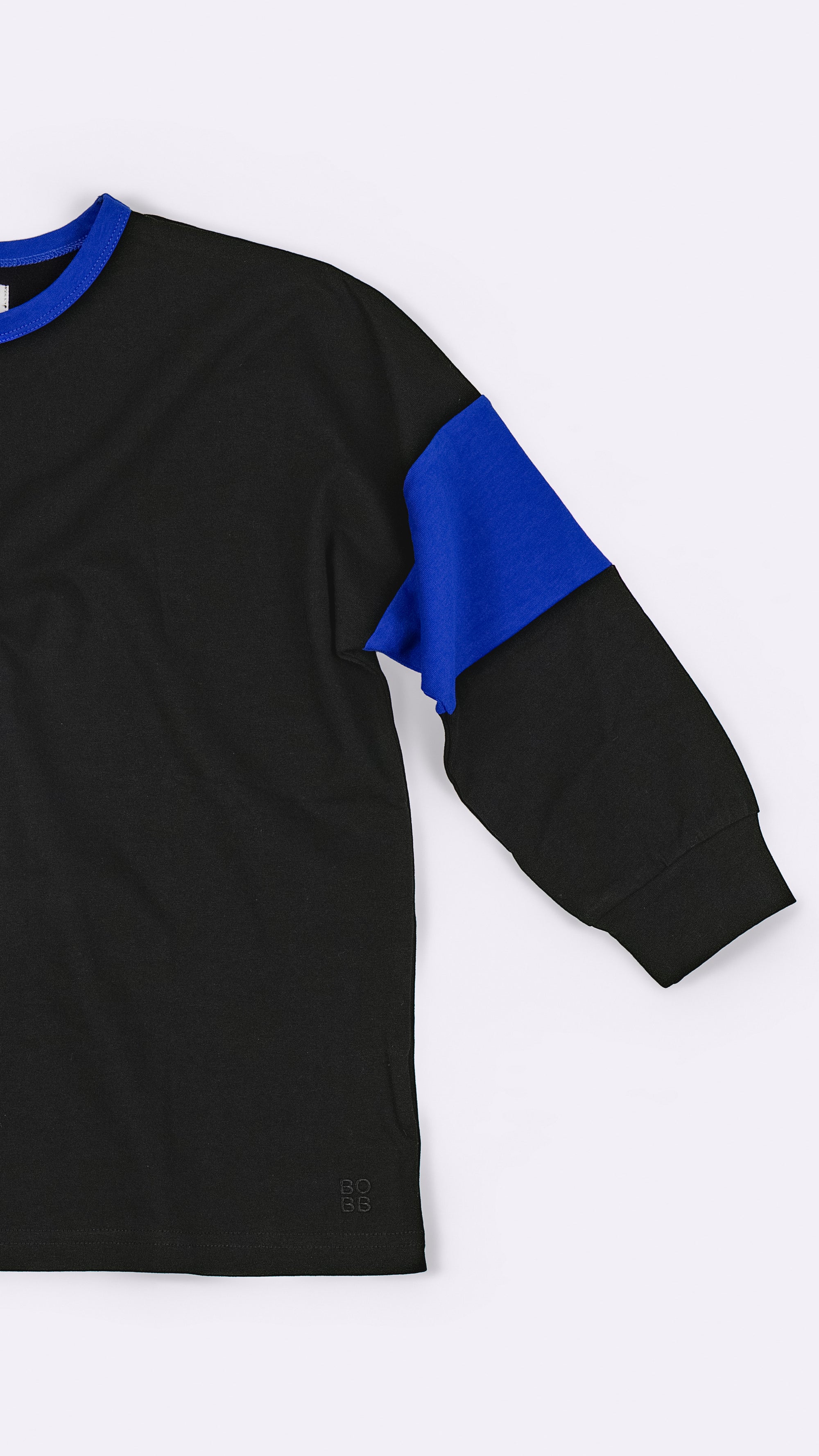 The Two Tone Long Sleeve Tee - Black/Blue