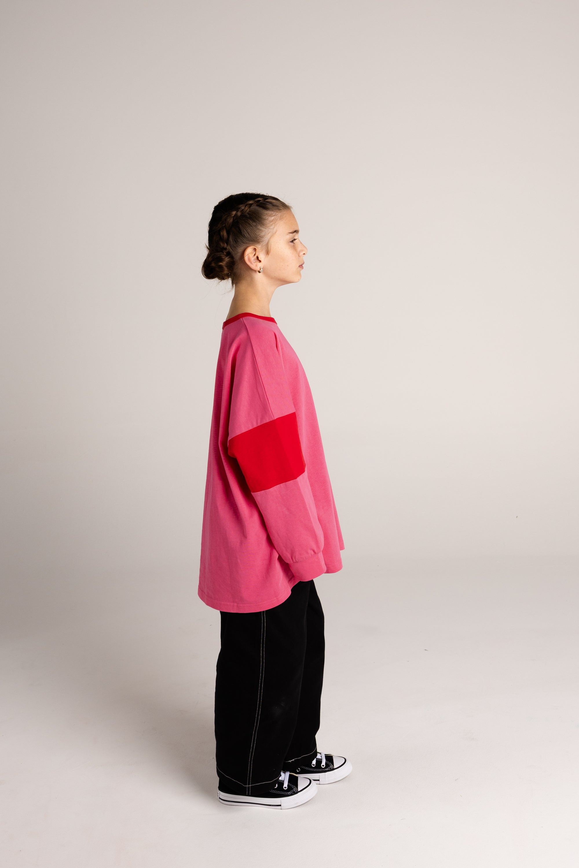 The Two Tone Long Sleeve Tee - Pink/Red