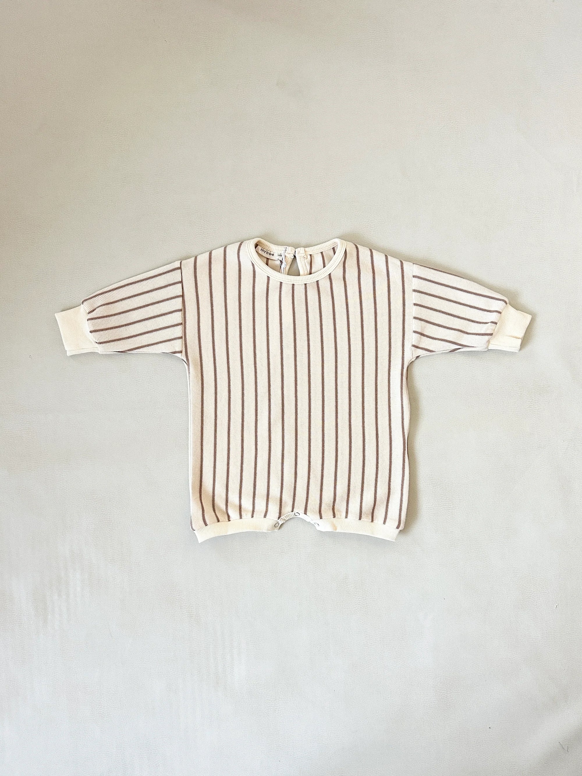Addie Cotton Stripe Romper - Cream/Latte Stripe