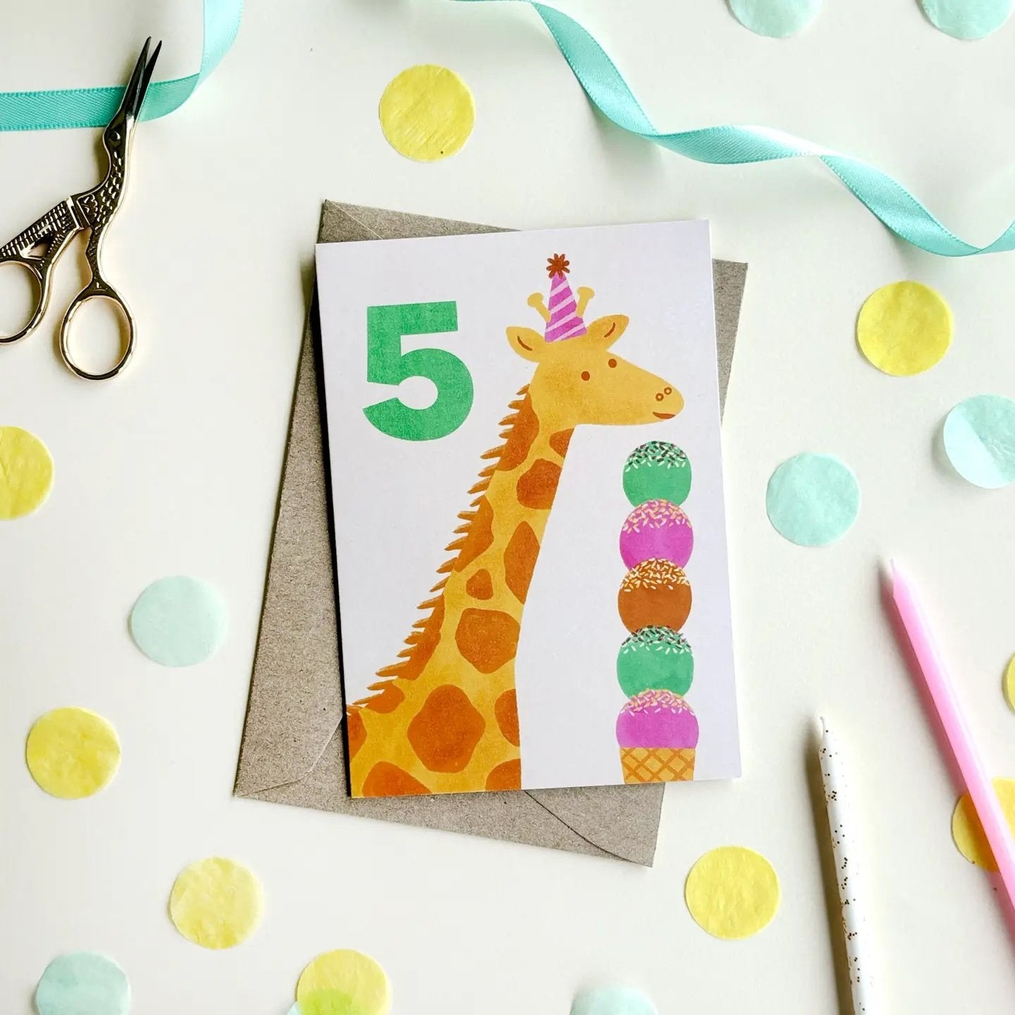 Lauren Sissons ~ Age 5 Giraffe Birthday Card